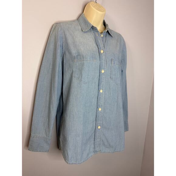 J CREW Classic-fit Chambray Shirt Relax Fit Women's 2 New - Picture 7 of 14